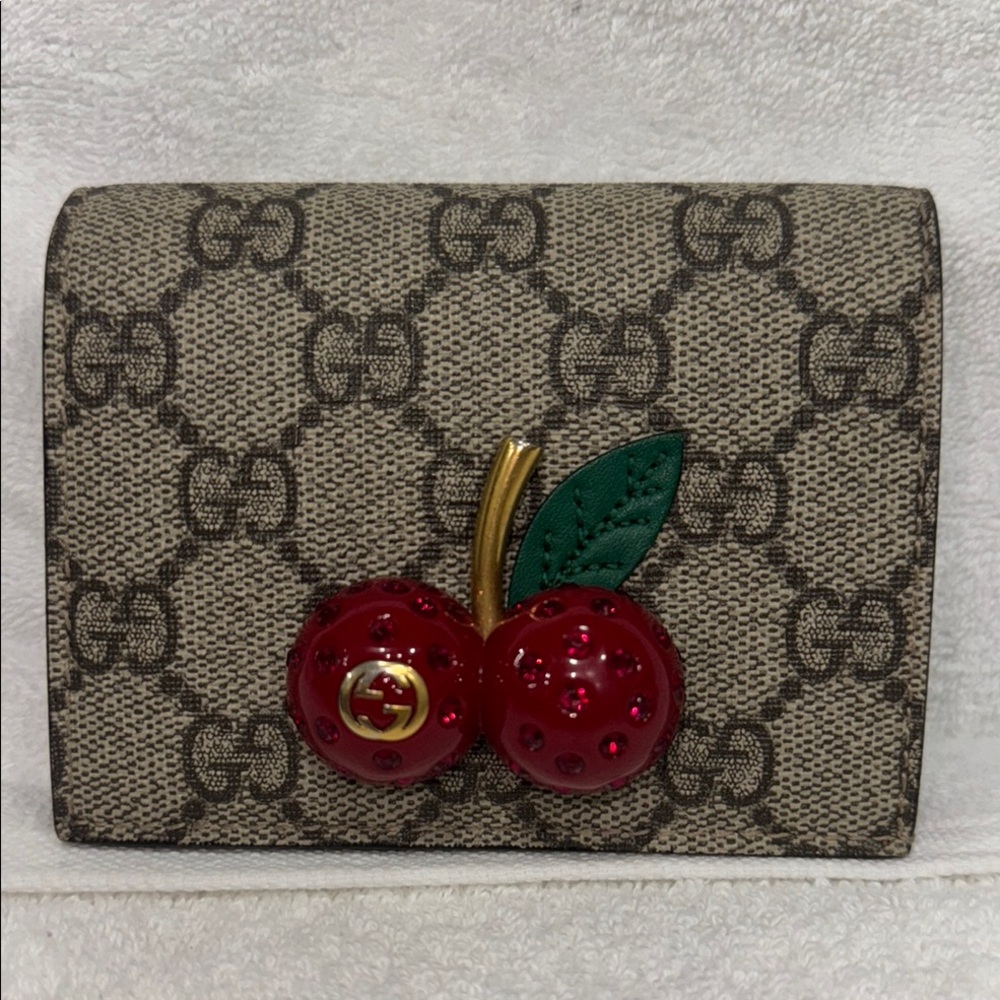 Gucci Brown and Red Cherry Wallet